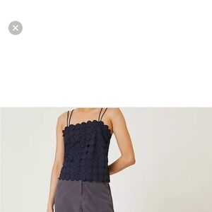 Maeve Navy Blue Scalloped Appliqué Tank Top
